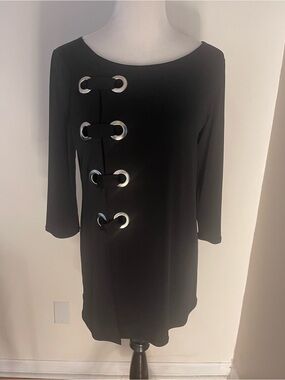 Eva Varro Knit Jersey 3/4 Sleeve Side Grommet Detail Tunic